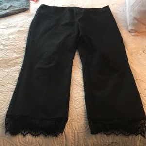 Black ankle pants with lace trim